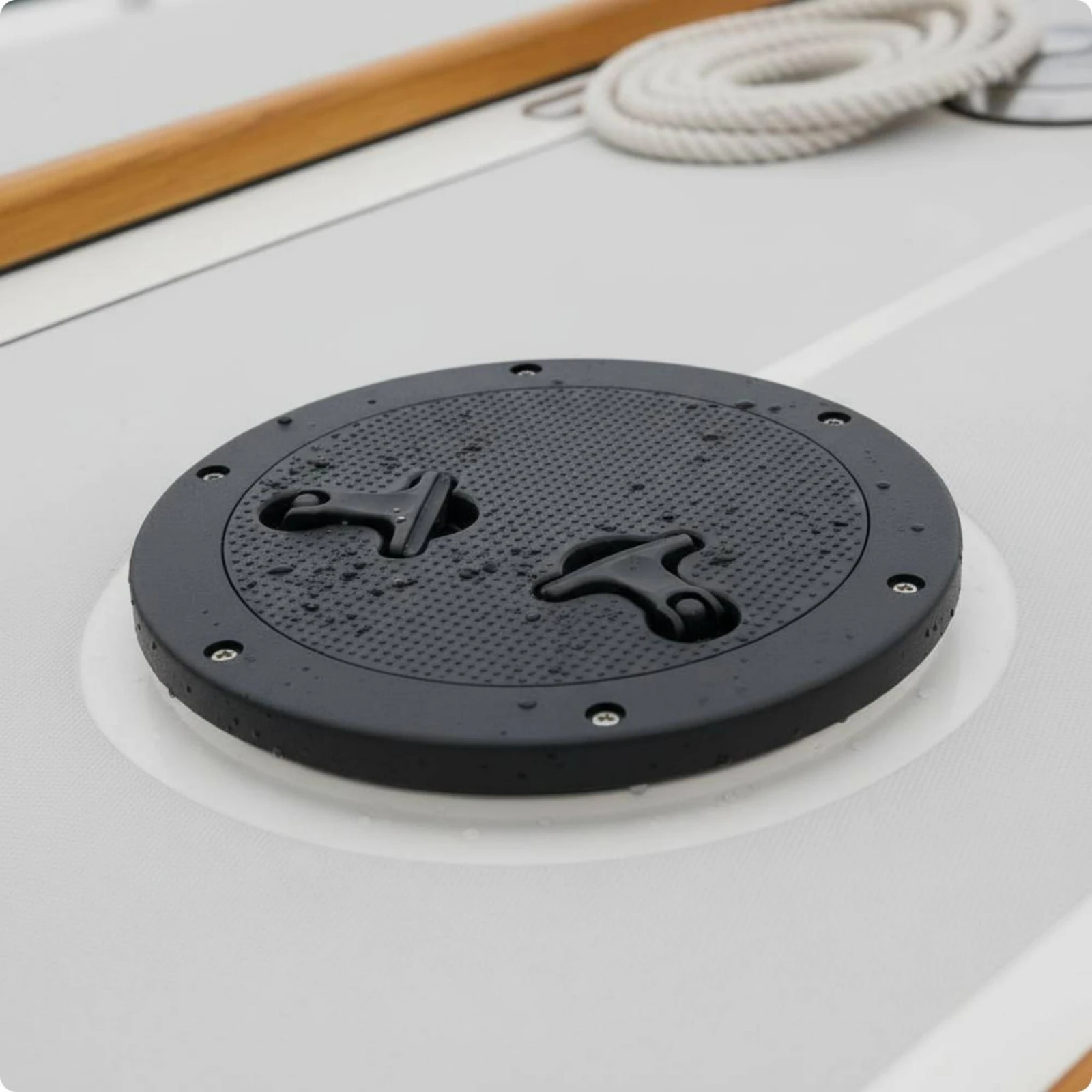 Boat Deck Hatch Cover Waterproof Round Hatch Lid Non Slip Deck Plate Weather-Tight Marine Entry Panel Easy to Install for Yacht