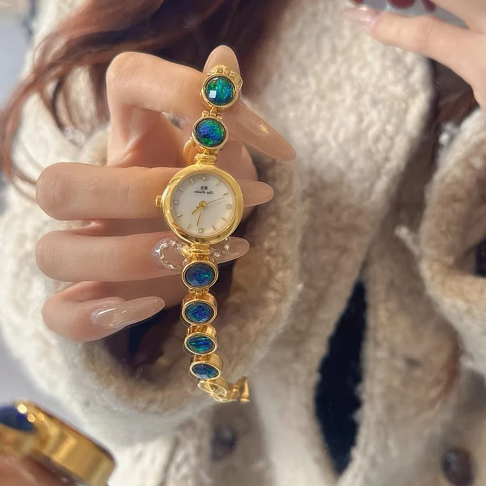 Luxury Women's Watches Green Jade Bracelet Small Dial Elegant Women Wristwatch Top Brand High Quality Quartz Ladies Watch