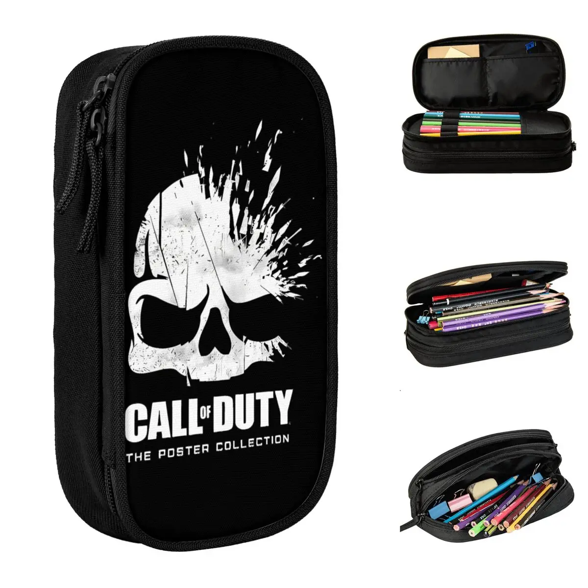 Exploding Skull Call Of Dutys Merch Pencil Case Large Capacity Office Supplies Pencil Bag Perfect Gifts