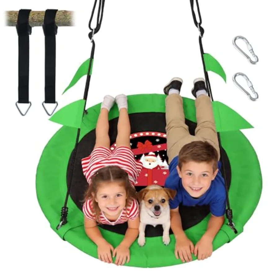 

40-дюймовые качели-летающая тарелка для деревьев, выдерживающие до 900 фунтов, прочные уличные качели с 2 ремнями для крепления к деревьям, безопасное и долговечное сиденье для качелей