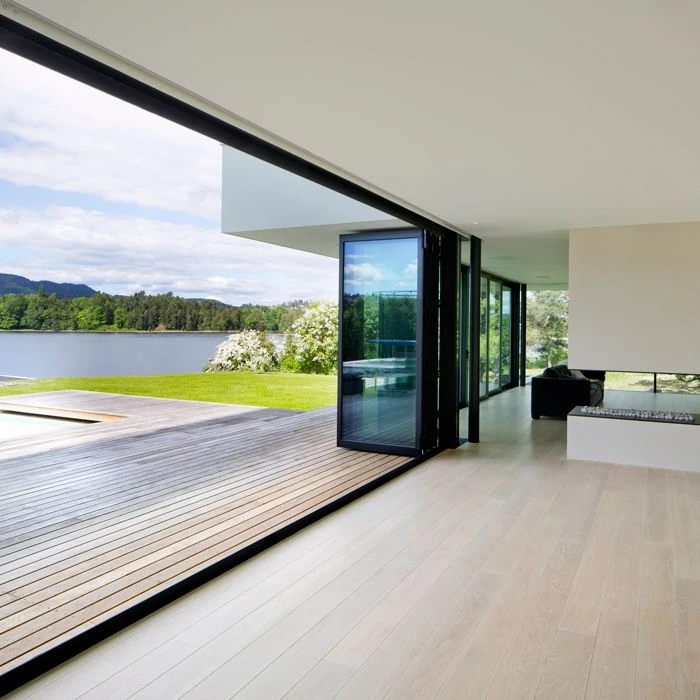 

Heavy-Duty Folding Doors Double Tempered Glass Noiseless Bi Fold Doors System Modern Aluminum Alloy for Exterior & Interior