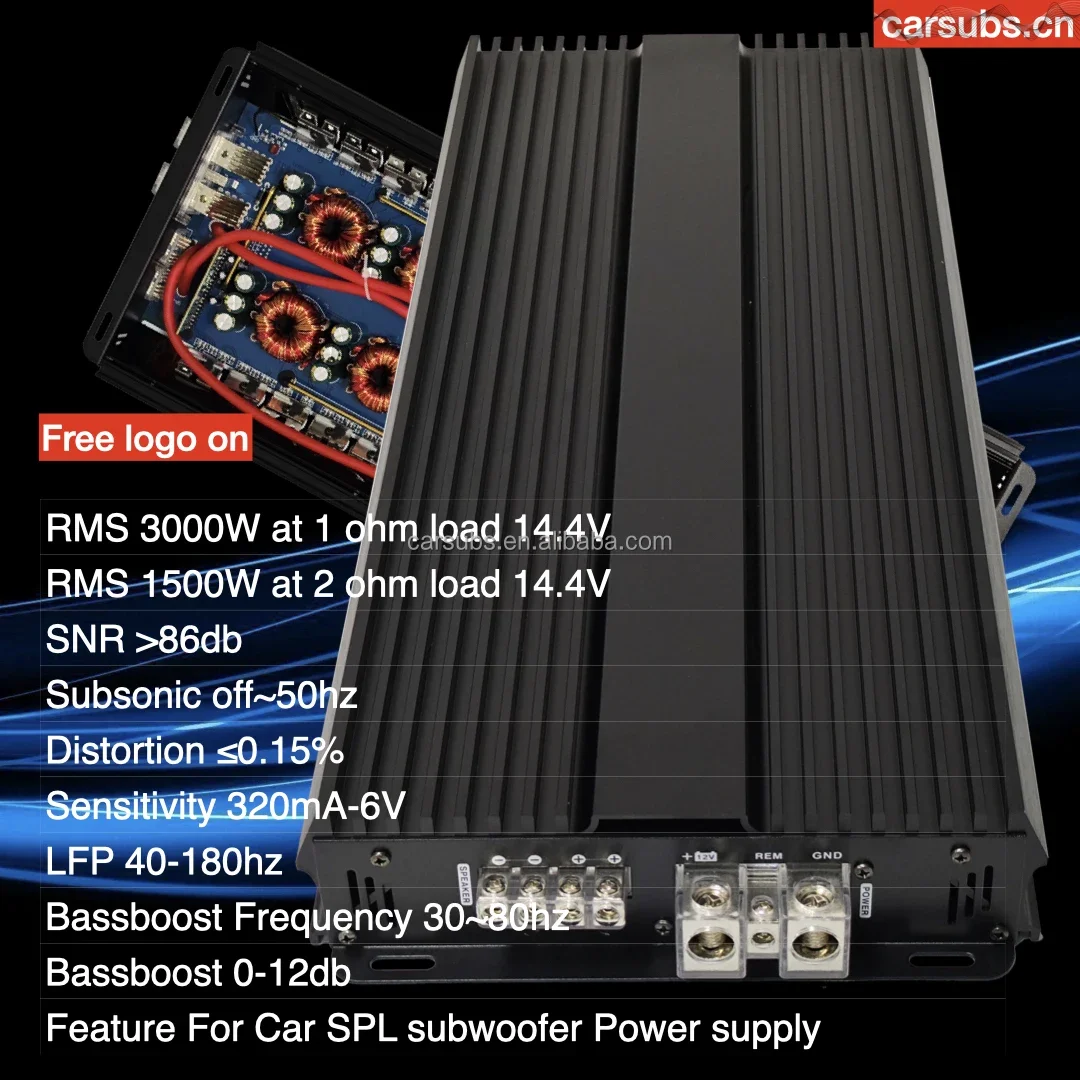 

Автомобильный сабвуферный усилитель 2026, класс D, RMS 2700 Вт, макс. 1 Ом, пиковая мощность 5000 Вт, SPL, мощный бас, корейский стиль, моноблок