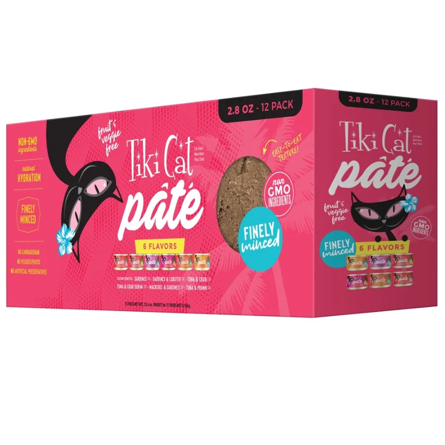 

Tiki Cat Grill Pate Wet Cat Food Variety Pack for Indoor Outdoor Cats, Rich in Protein, Grain-Free, 2.8 oz Cans 12 Count,Assort