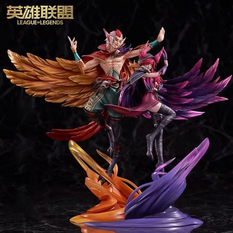 

League Of Legends Anime Collection In Stock Original Genuine Xayah Rakan sculpture Animation Character Collectible Action Model