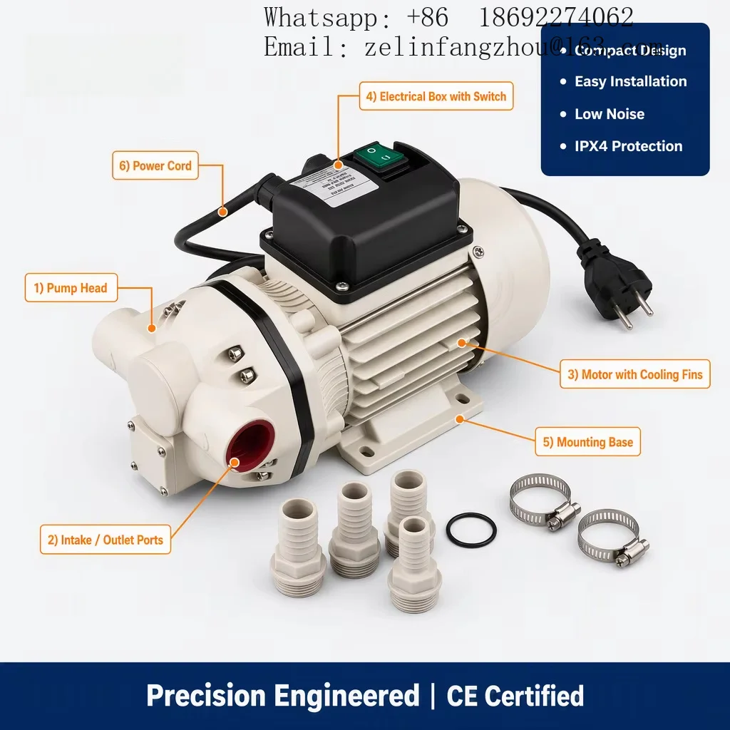 Multi Purpose High Pressure 500W Electric Water Pump 220V Compact IPX4 Rocker Switch 4 Barb Fittings SS Clamps Pro Tool