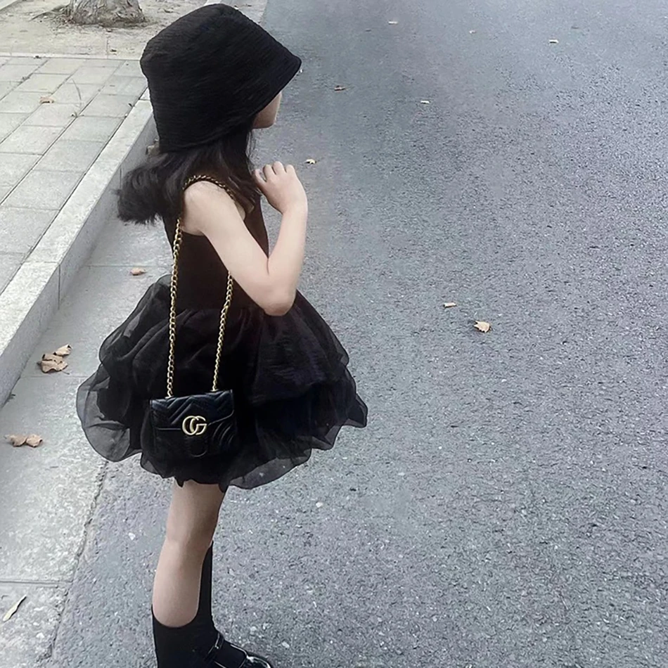 Summer Girl 2023 Dress for Kids Sundress For Girls Wednesday Black Cosplay Disguise Costume Elegant Birthday Party Princess Gala