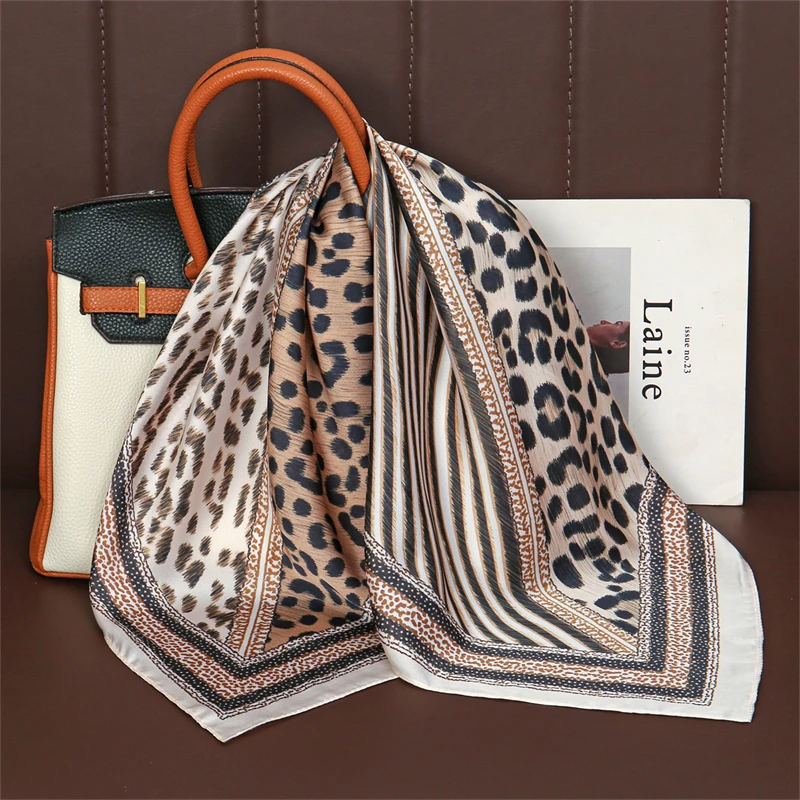 

Модные шелковые повязки на голову с леопардовым принтом, женские, 2026, новинка, элегантные банданы, платки на шею, головные повязки, фуляр, женские шарфы