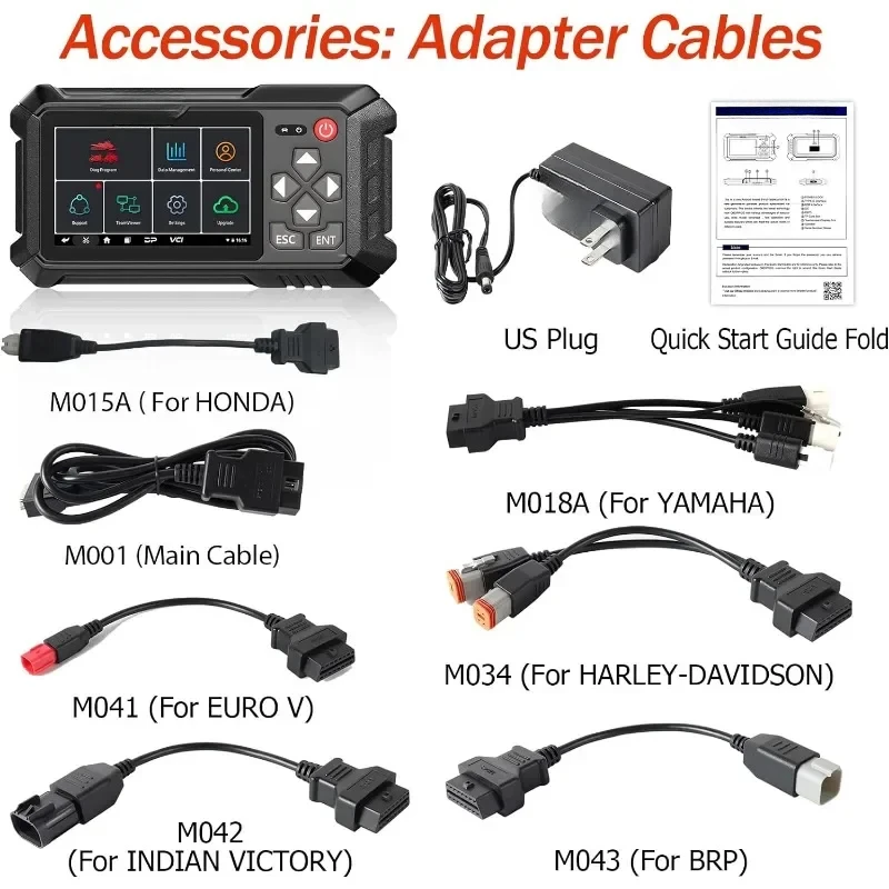 100 Motorcycle Diagnostic Scan Tool, Full System Scanner for