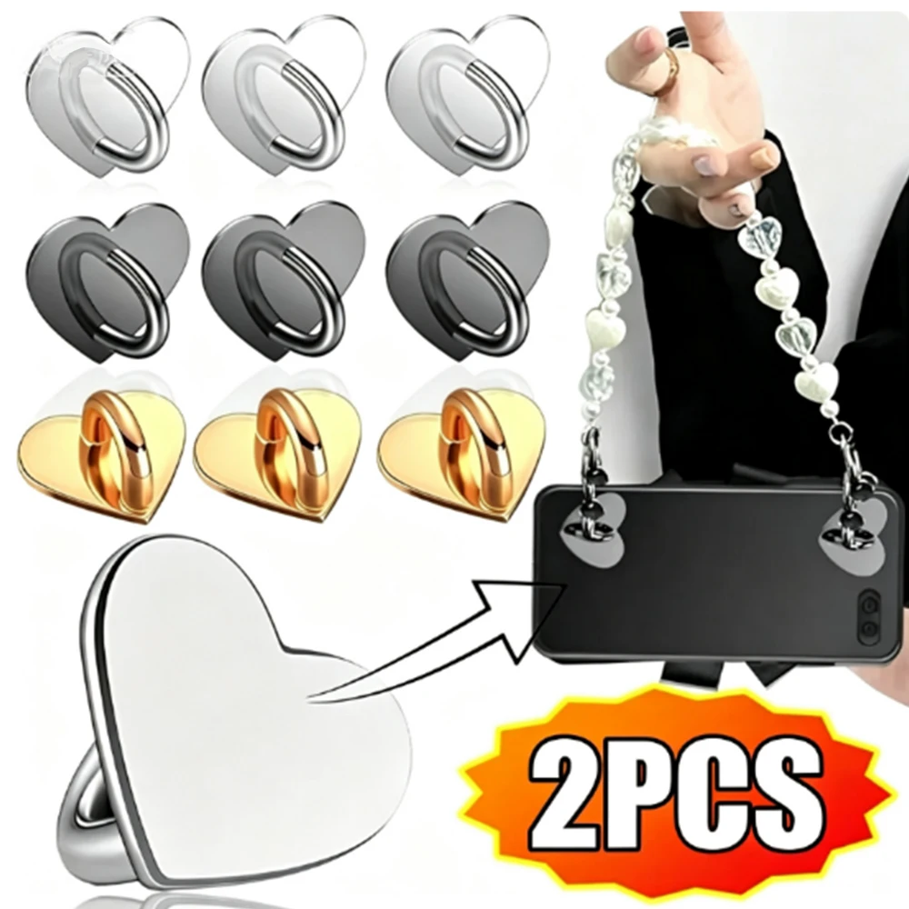 Metal Heart Phone Charm Holder Self-adhesive Ins Mobile Phone Charm Hook Cute Adhesive Metal Mini Phone Grips for IPhone Samsung