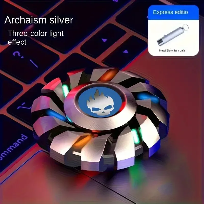 YIJOO Lichtgevende Vingertop Tol EDC Zintuiglijke Speelgoed Metalen Mute Fidget Spinner Regenboog Licht Fidget Speelgoed