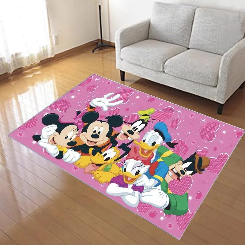 MINISO Disney Mickey Carpet for Living Room Home Decor Anti Slip Rugs Bedroom Bedside Baby Crawling Floor Mats Washable Doormat