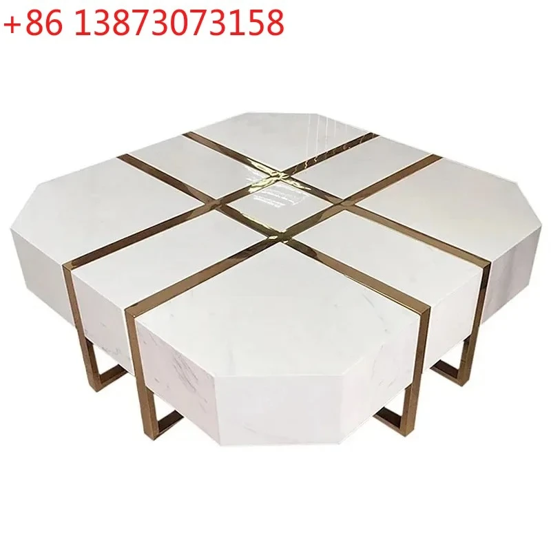 FG11Natural marble coffee table minimalist light luxury modern simple stainless steel square coffee table
