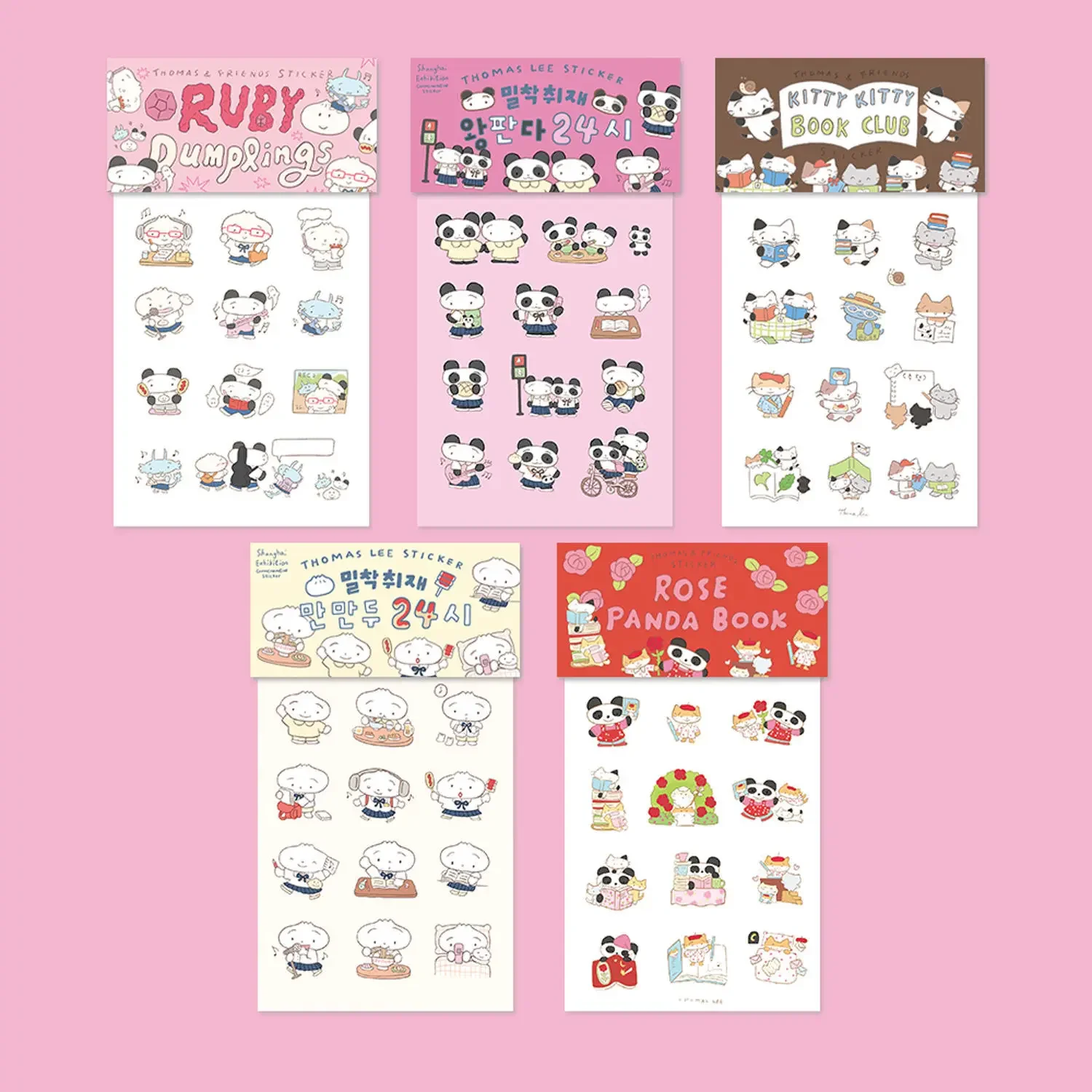 Cute Panda Stickers Pvc Double Permeable Waterproof Goo Card Hand Account Stickers Ins Hand-painted Style DIY  Material Stickers