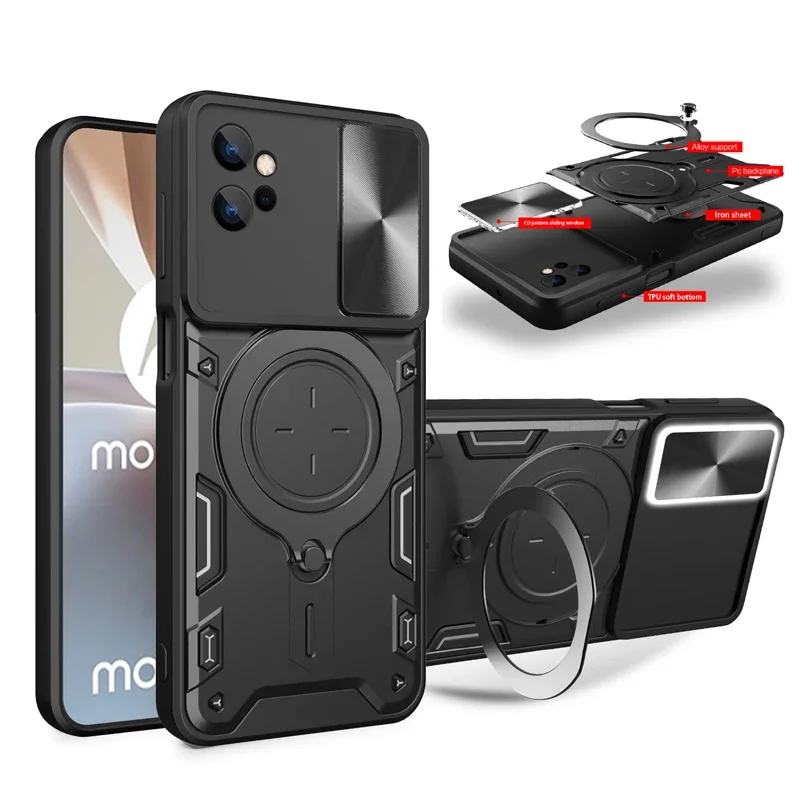 حافظة لهاتف موتو G04S G13 4G G14 G22 G23 G24 G32 G34 5G G52 G53 G54 G55 كاميرا الشريحة العسكرية الصف درع غطاء للحماية Coque