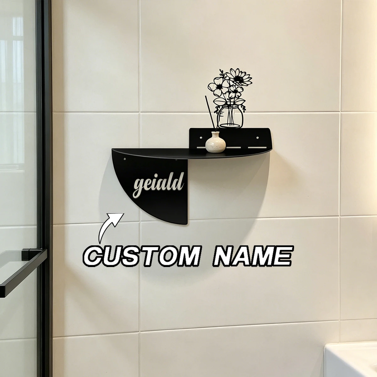 Individuelles Text-Blumenvase Metall-Wandregal Platzsparend Weihnachts- und Geburtstagsgeschenk Perfekte DIY-Idee Metall-Wandkunst