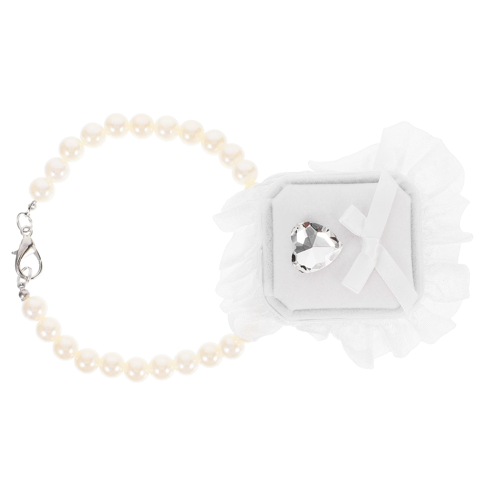 

Pet Wedding Ring Box Pearl Dog Collar Necklace Storage White Pillow Jewelry Case Proposal Ceremony Accessories materials