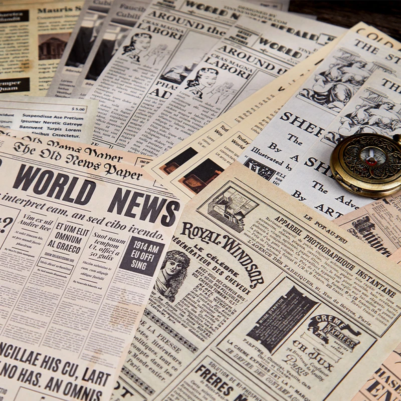 24 قطعة من سلسلة الطباعة العتيقة، مادة ورقية لسكرابوكينغ مثالية للمجلات الكولاجية، لوازم يدوية يدوية الصنع