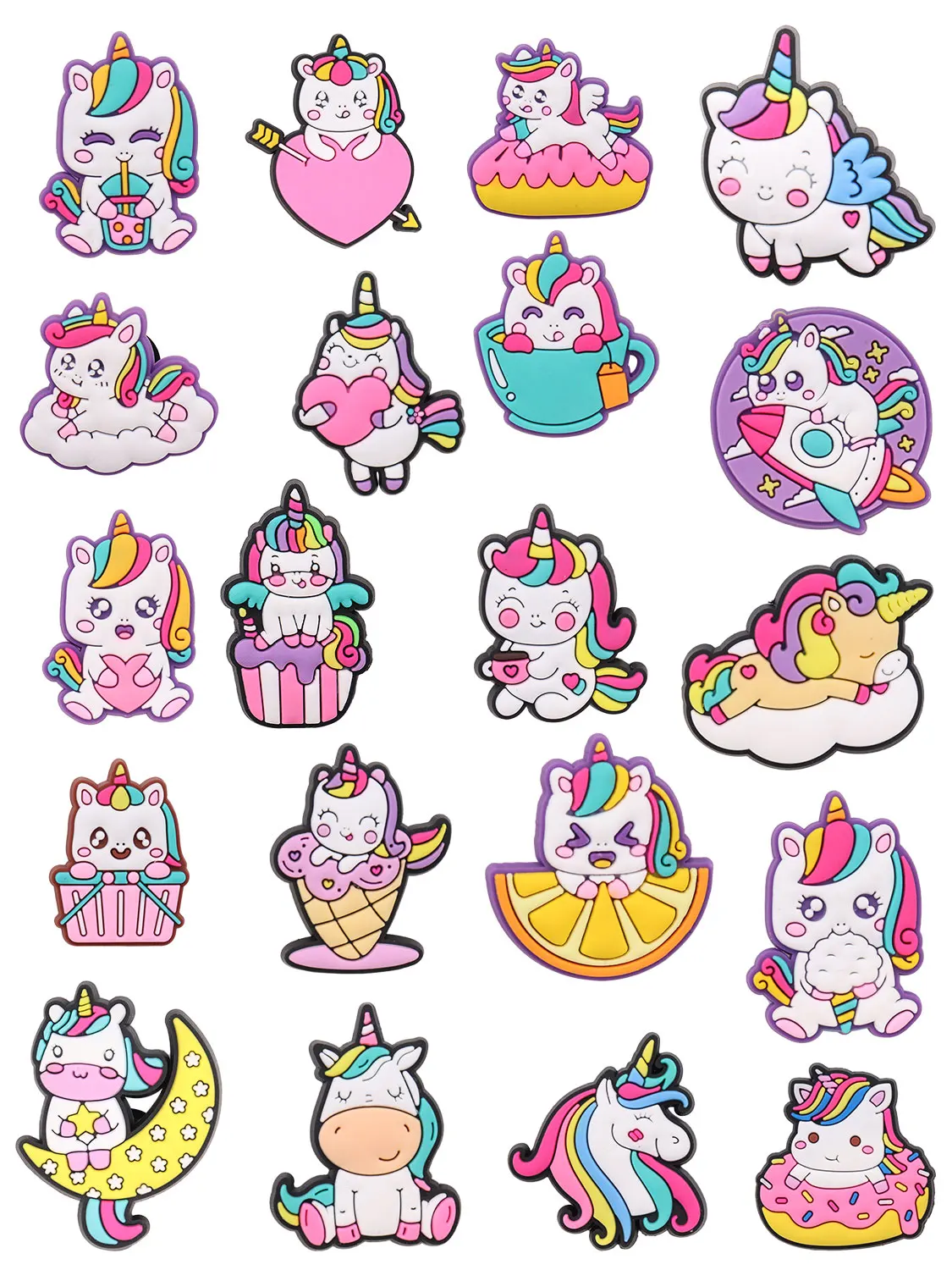 20pcs Cute Animals Unicorns Boys Girls Shoe Charms Horse Garden Shoe Accessories Decorations for Kids Birthday Gift