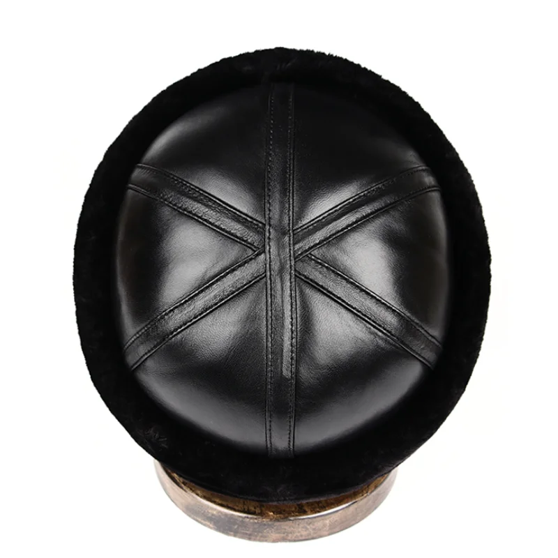 Brand New 2024 Retro Sheepskin Bomber Hat Winter Keep Warm Caps Men Women Real Leather Cap Thick Velvet Dad Hat