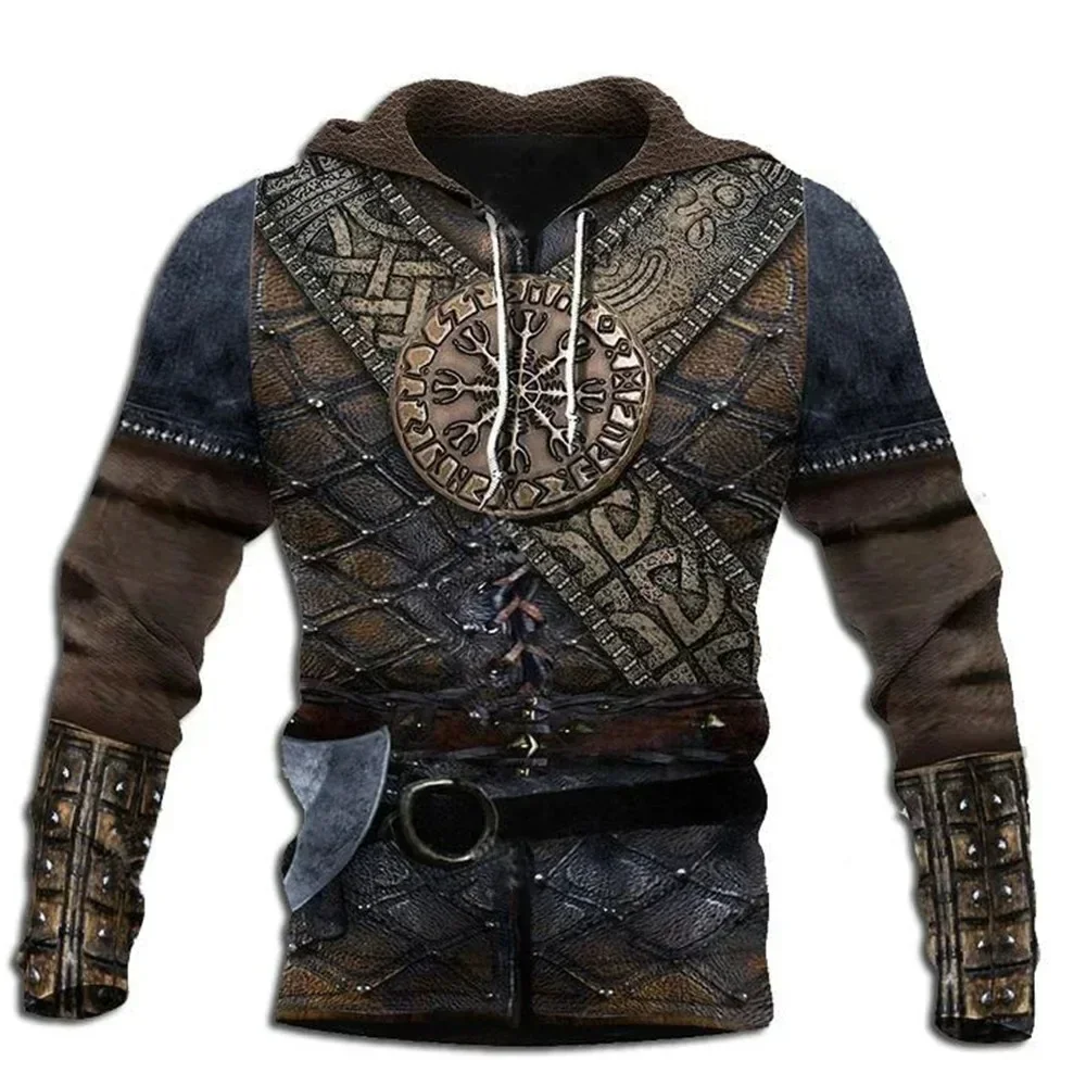 3d Spring Autumn New Printed Medieval Armor Men Hoodies Knights Templar Harajuku Hooded Sweatshirt Unisex Casual Pullovers Tops