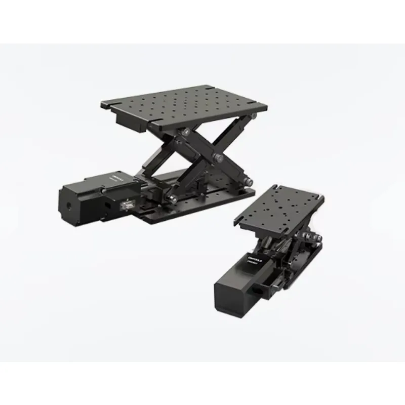Series Aluminum Alloy Scissor Motorized Vertical Motion Stages Linear Sliding Guide 0.5mm Static Parallelism Black