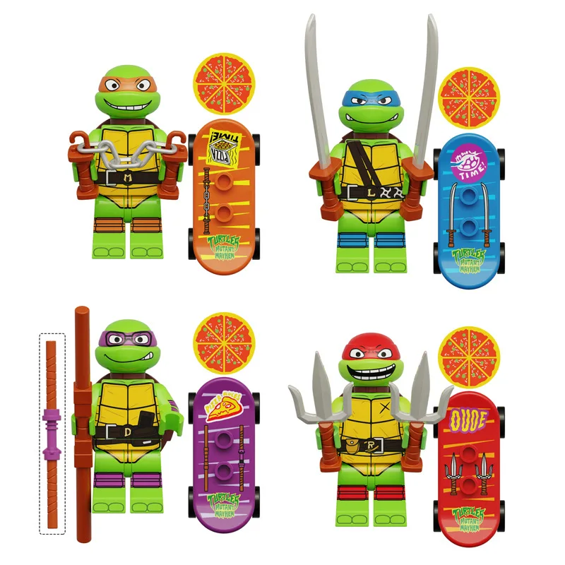 Comércio exterior de blocos de montar da série Ninja KDL817, minifiguras, bonecos de mosaico de partículas pequenas, brinquedo de tartaruga em saco.