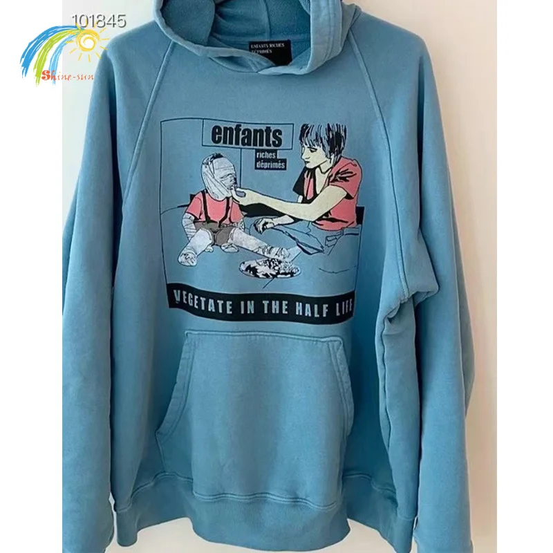 Autumn Winter Streetwear Graphics Print ERD Hoodie Hooded Men Women Blue Enfants Riches Deprimes Pullovers With Tags