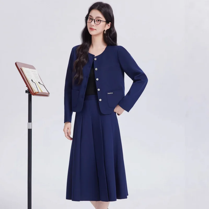 

Women's spring blazer2026New professional attire for teaching staff: two-piece set with a pleated skirt and suit jacket
