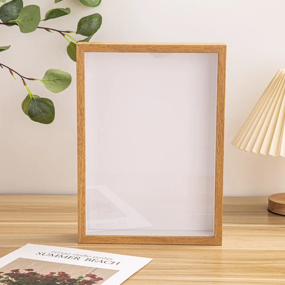 Langlebiger Mehrzweck-Schattenkastenrahmen Rechteckiger Acryl-Holz-Bilderrahmen Naturholz Schwarzer Präsentationskasten für Flora, Tickets und Bastelarbeiten – Detail 3