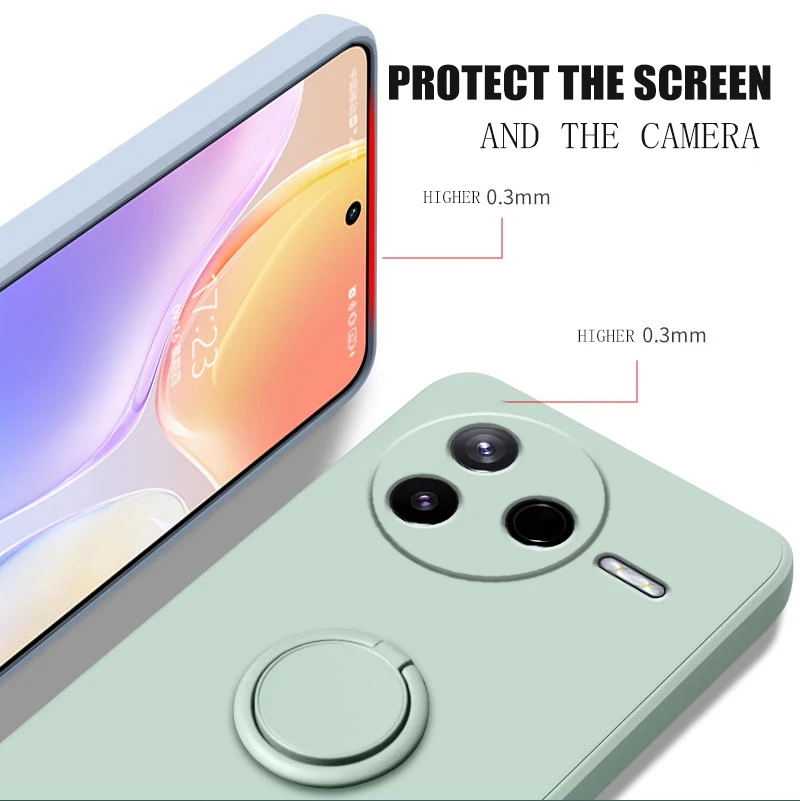 Funda para Xiaomi Poco F7 Pro, Funda de silicona líquida con soporte de anillo, carcasa de teléfono para F6 F5, Funda trasera a prueba de golpes