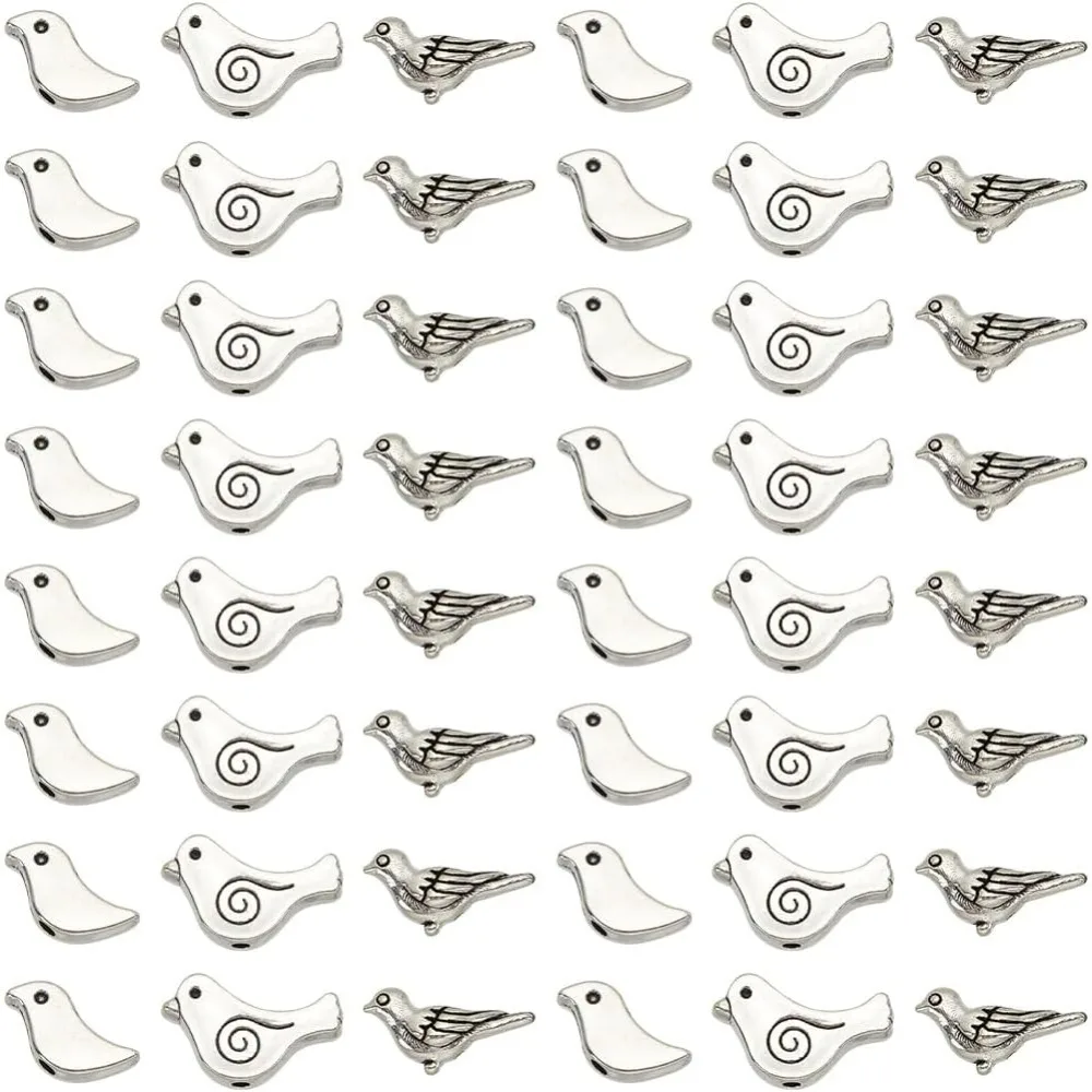 

1 Box 150Pcs 3 Styles Metal Bird Beads Birds Bead Bulk Alloy Small Flying Animal Connector Spacer Charm