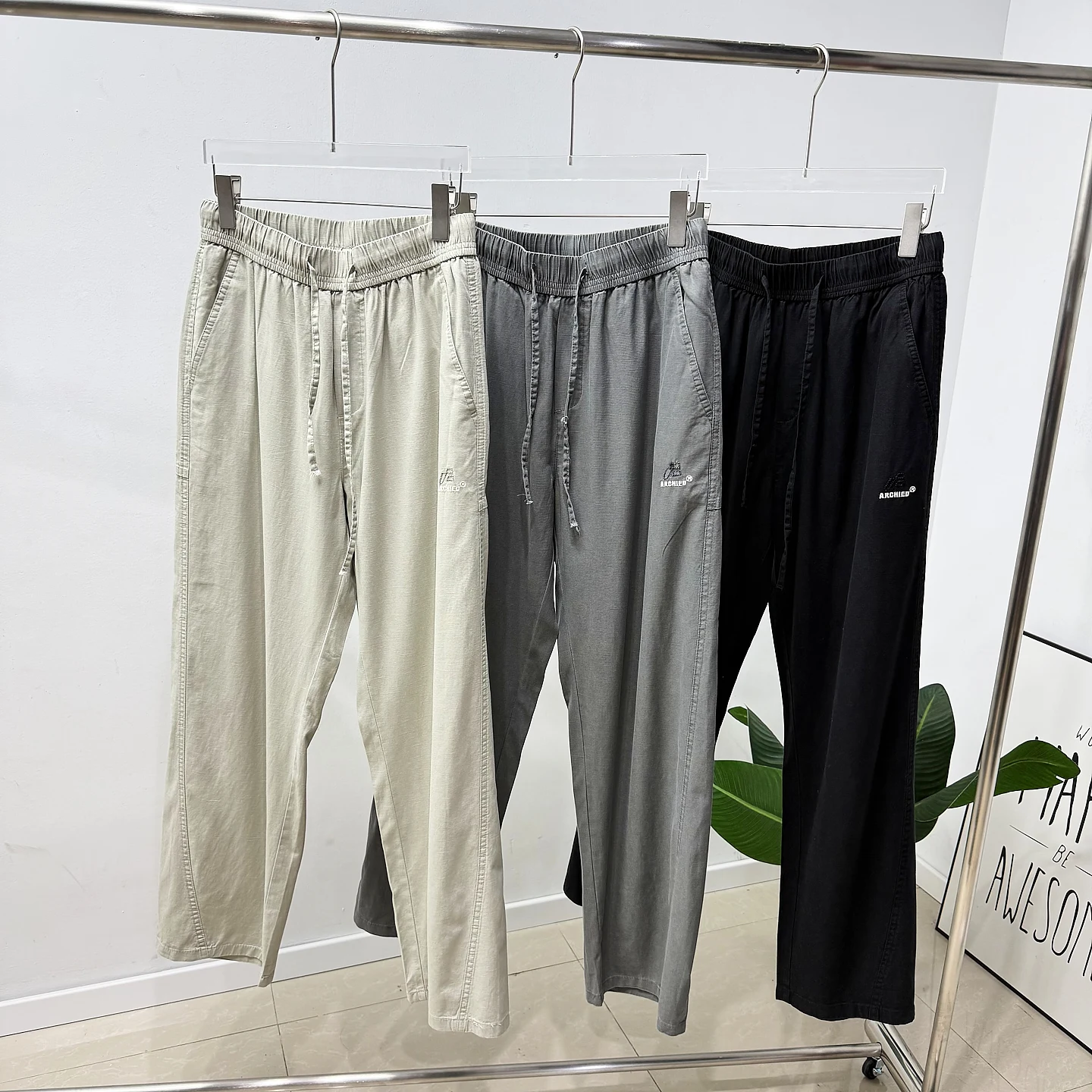 

Loose Straight Leg Casual Pants Men's Spring Summer Versatile Wide Leg Cut Mixed Flax Casual Trousers Comfortable Fit