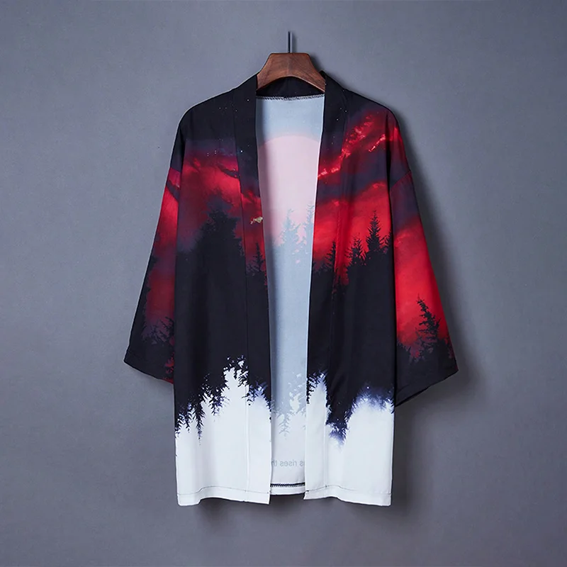 Japanese-Style Haori Three-Quarter Sleeve Chinese-Style Robe Summer Sun Protection Clothing Kimono Cardigan Unisex Student Jacket Trendy