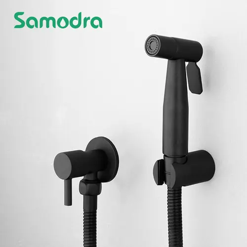 Rociador de bidé de mano con válvula de latón, ducha de bidé de acero inoxidable, ducha higiénica, rociador de bidé de inodoro montado en la pared