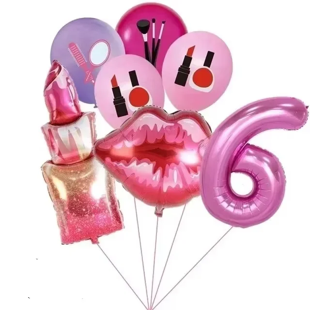 Spa Make-up Geburtstagsparty-Zubehör Kosmetik Mädchen-Geschenke Tischgeschirr Teller Becher Luftballons für Mädchen-Geburtstagsfeier Hochzeitsdekoration – Detail 23