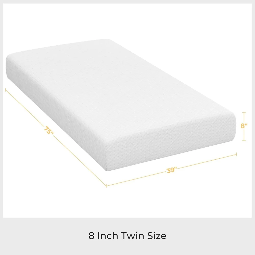 8 Inch Twin Cooling Gel Memory Foam Mattress - Green Tea Infused, Medium Firm, CertiPUR-US Certified for Fresher Sleep