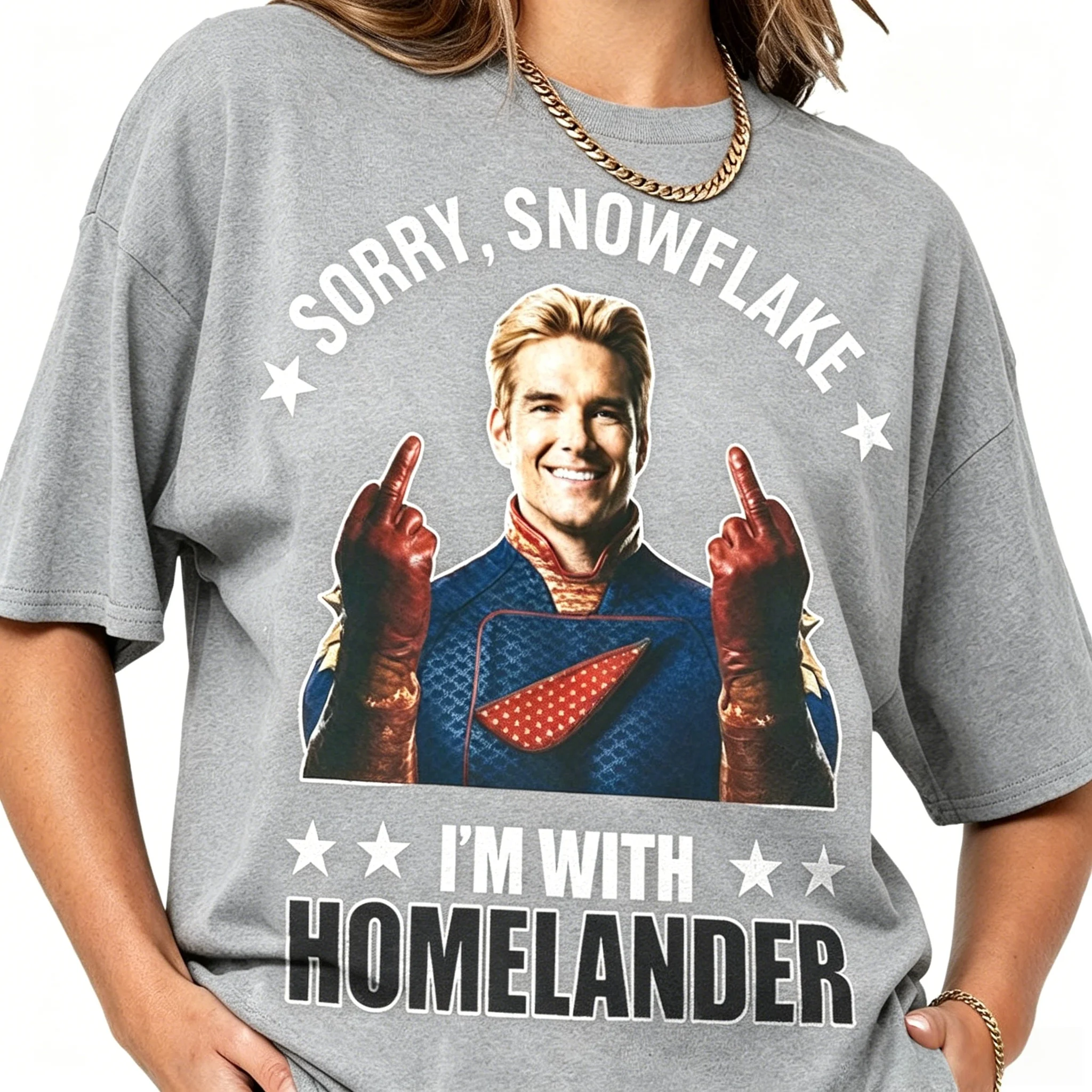 Sorry Snowflake Homelander Retro Shirt The Boys TV Drama Cotton T-shirt 2026 Summer Men's Women's Oversized Streetwear Y2k