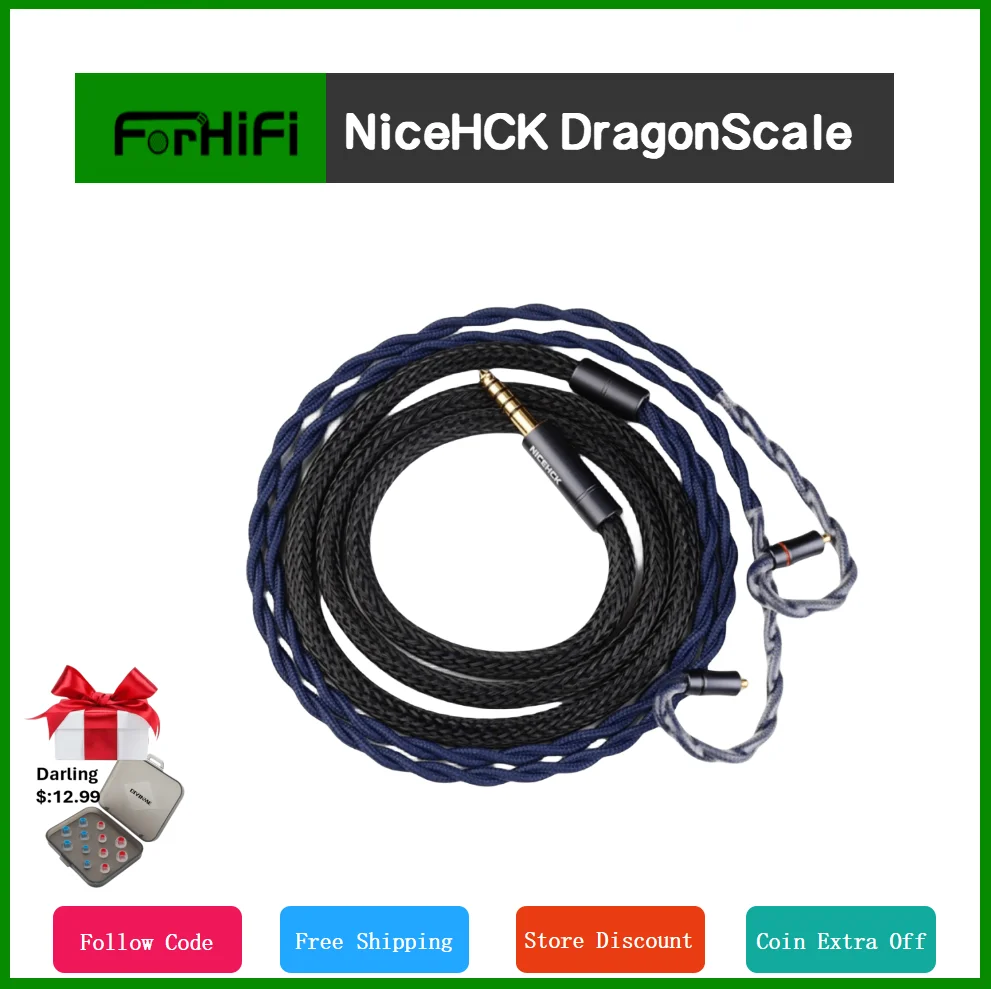 

NiceHCK DragonScale 7N OCC+ Palladium Silver Alloy Mixed Earphone Cable MMCX 2Pin for AKG N5005 MK4 Legacy2 Blessing3 Variations