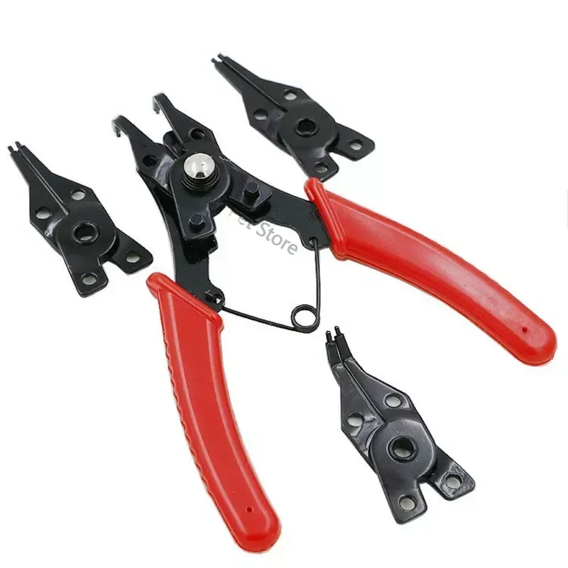 

4 In 1 Circlip Pliers Set Snap Ring Pliers Multi Crimp Removable Plier Head Retaining Circlip Pliers Hand Tools