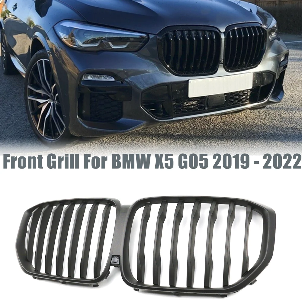 

Car Front Bumper Kindey Grille For BMW X5 G05 2019-2022+ Racing Styling Grills Glossy Black Single Line Slats Car Accessories