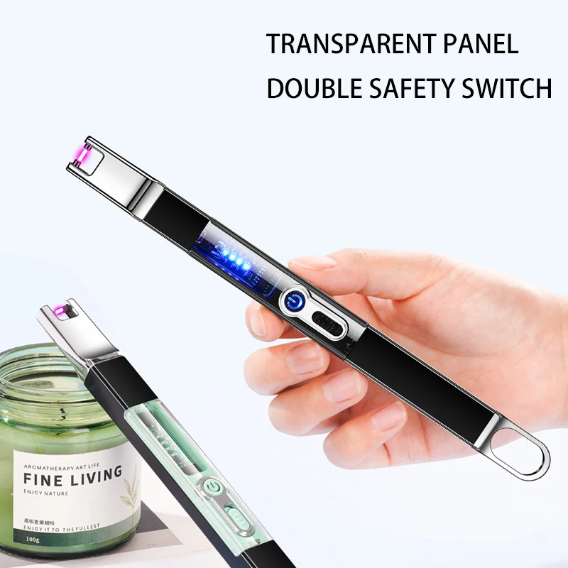 New Transparent Luminous Panel Windproof Arc Igniter Kitchen Portable Lighter Aromatherapy Candle Special Wholesale