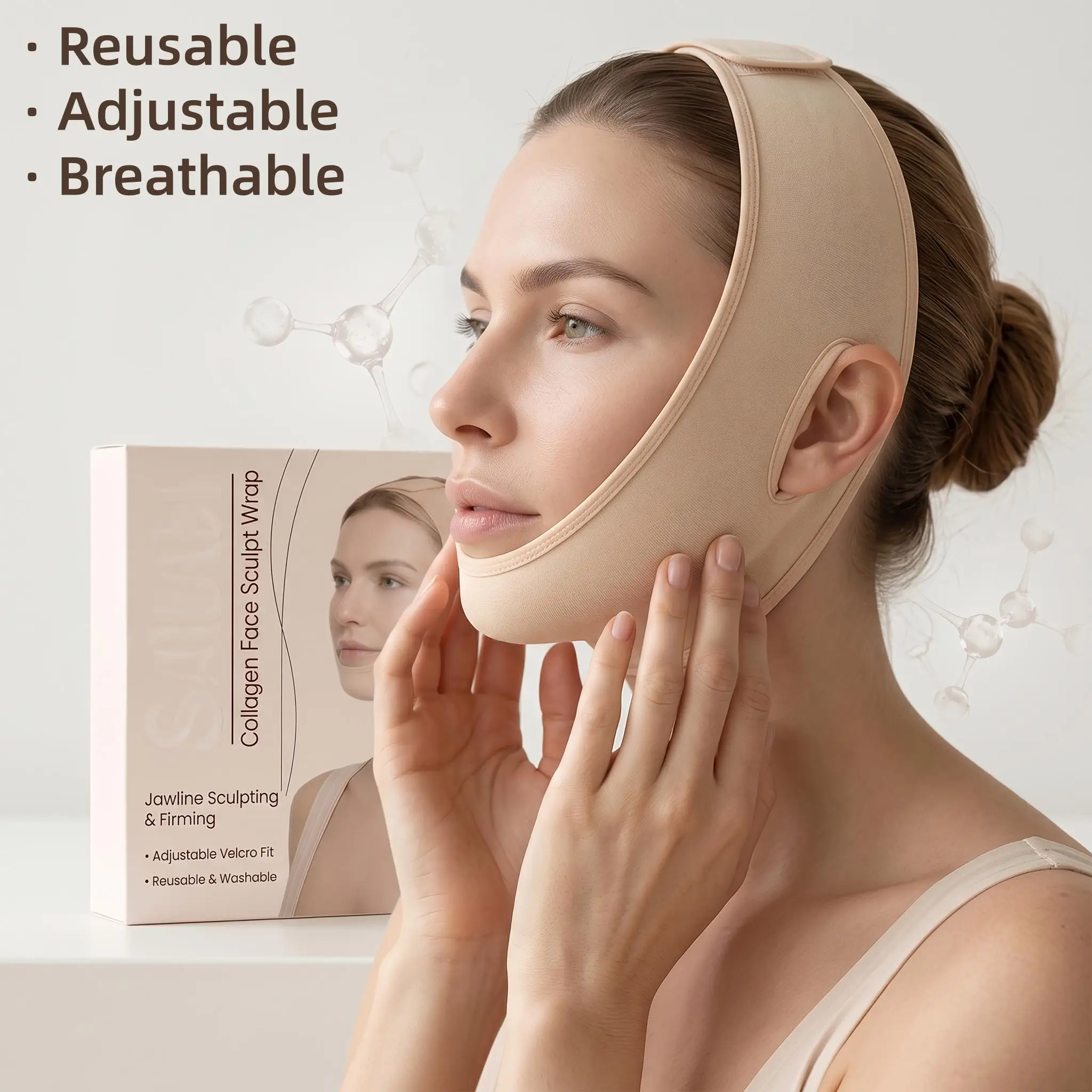 Adjustable Face Slimming Bandage Firm Jawline Remove Double Chin Breathable Reusable Vline Face Jawline Shaper Mask Beauty Tool
