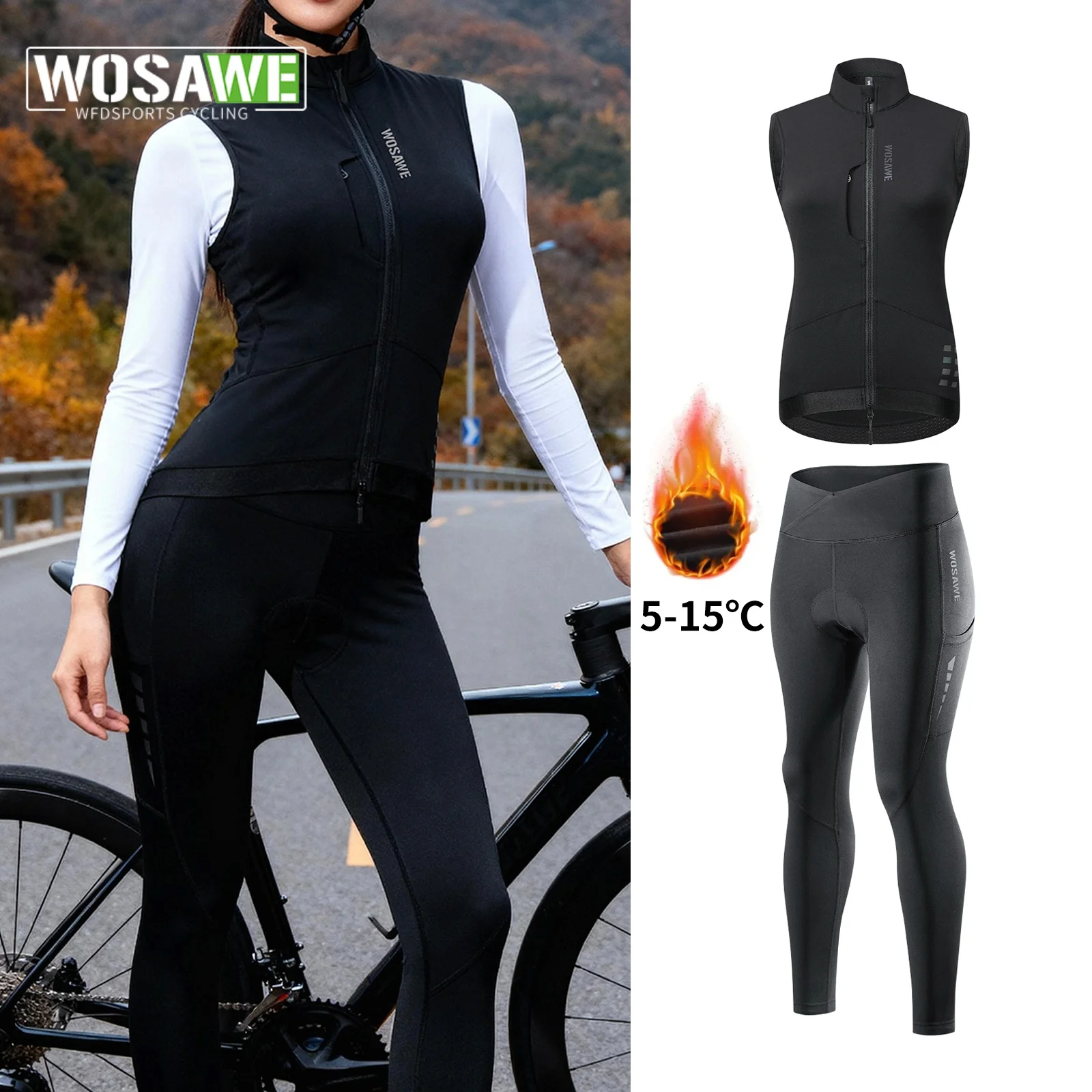 

WOSAWE велосипедный жилет зима-осень ветрозащитный женский велосипед термоветровка дорожный велосипед жилет MTB комплект одежды для велоспорта