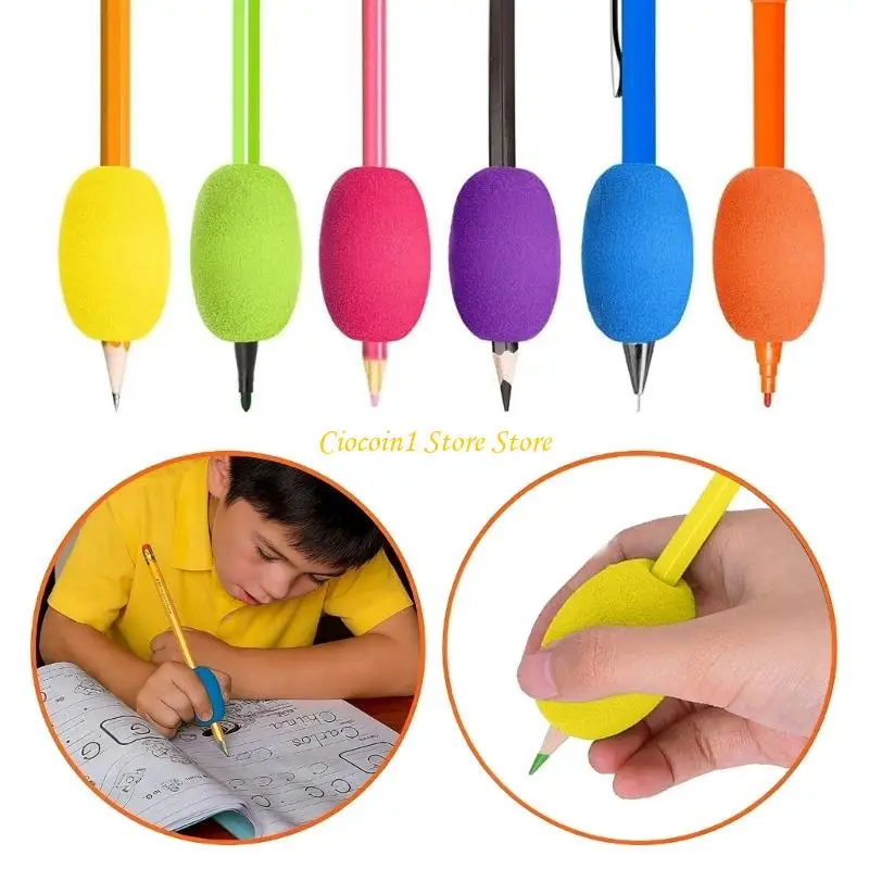 A3PC 6Pcs Pencil Holder Ergonomic Writing Aid Foam Pen Grip For Kid Preschooler