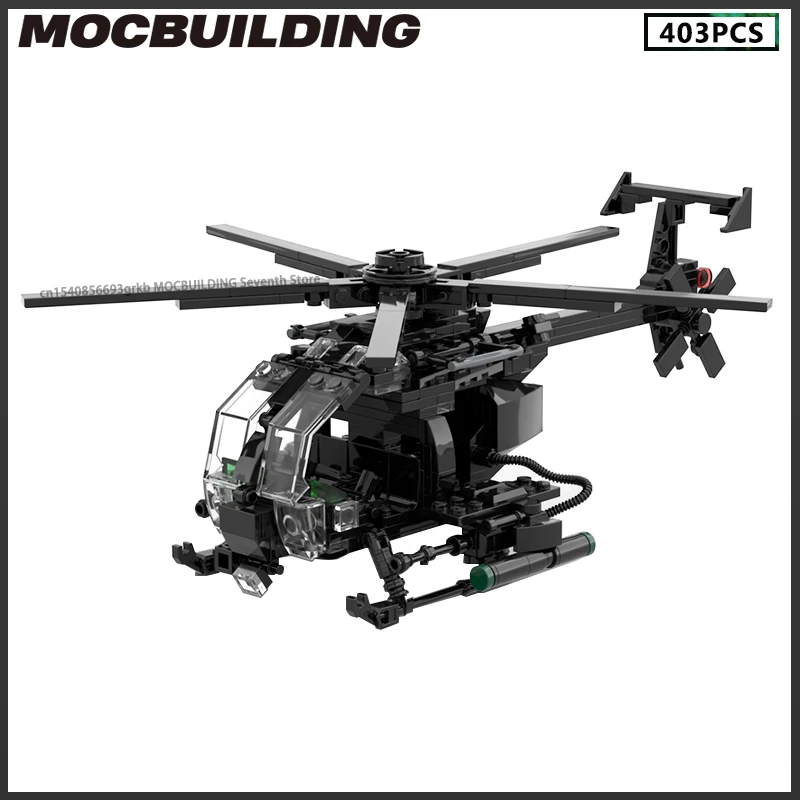 

MOC Building Blocks AH6 Little Bird Light Helicopter Model DIY Assemble Bricks Fighter Airplanes Toys Collection Display Gifts