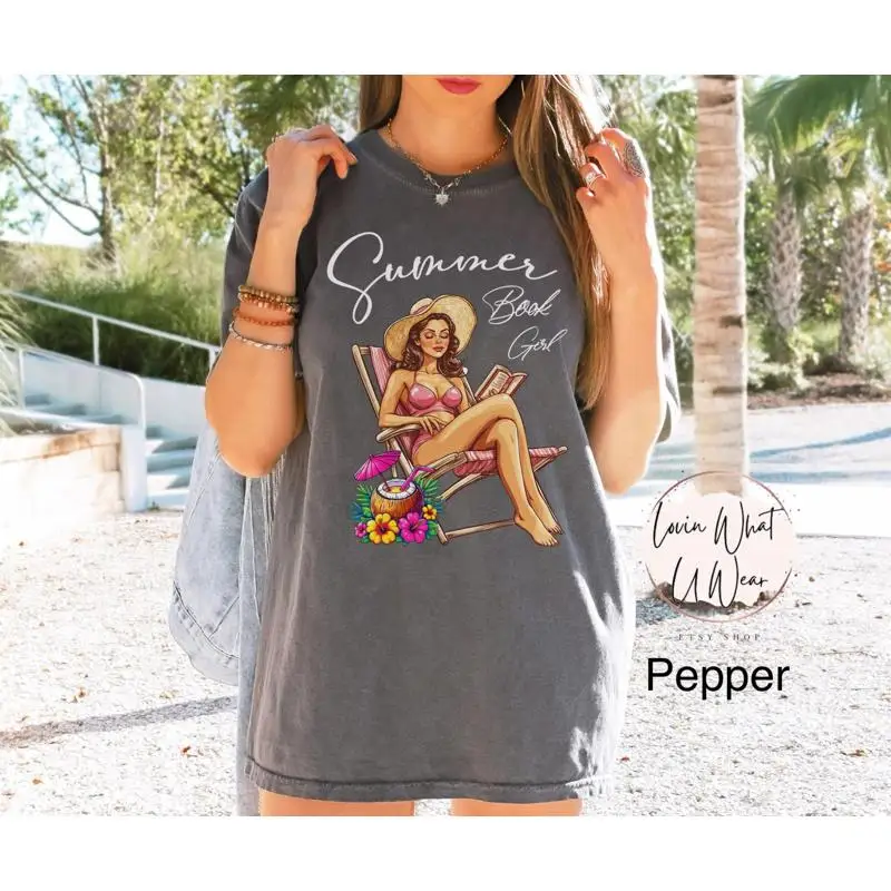 

Комфортные цвета, летняя футболка для чтения, пляжная футболка с надписью для отпуска, любитель книг, читатель, девчачье книжное блюдо