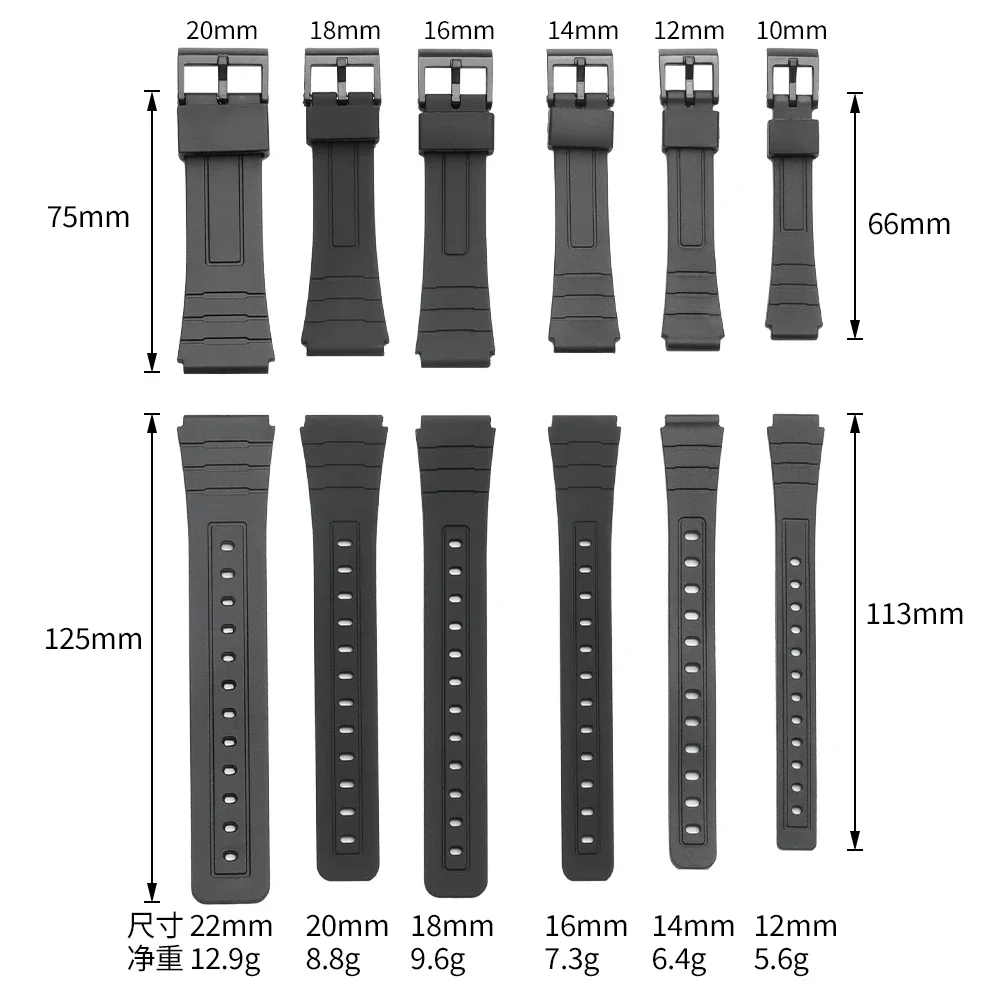 12/14/16/18/20/22mm Silikon-Uhrenarmband für Casio W800H SGW400 F91W F84 F105/108 A158/168 AE1200/1300 Band PU-Harz-Armband – Detail 8