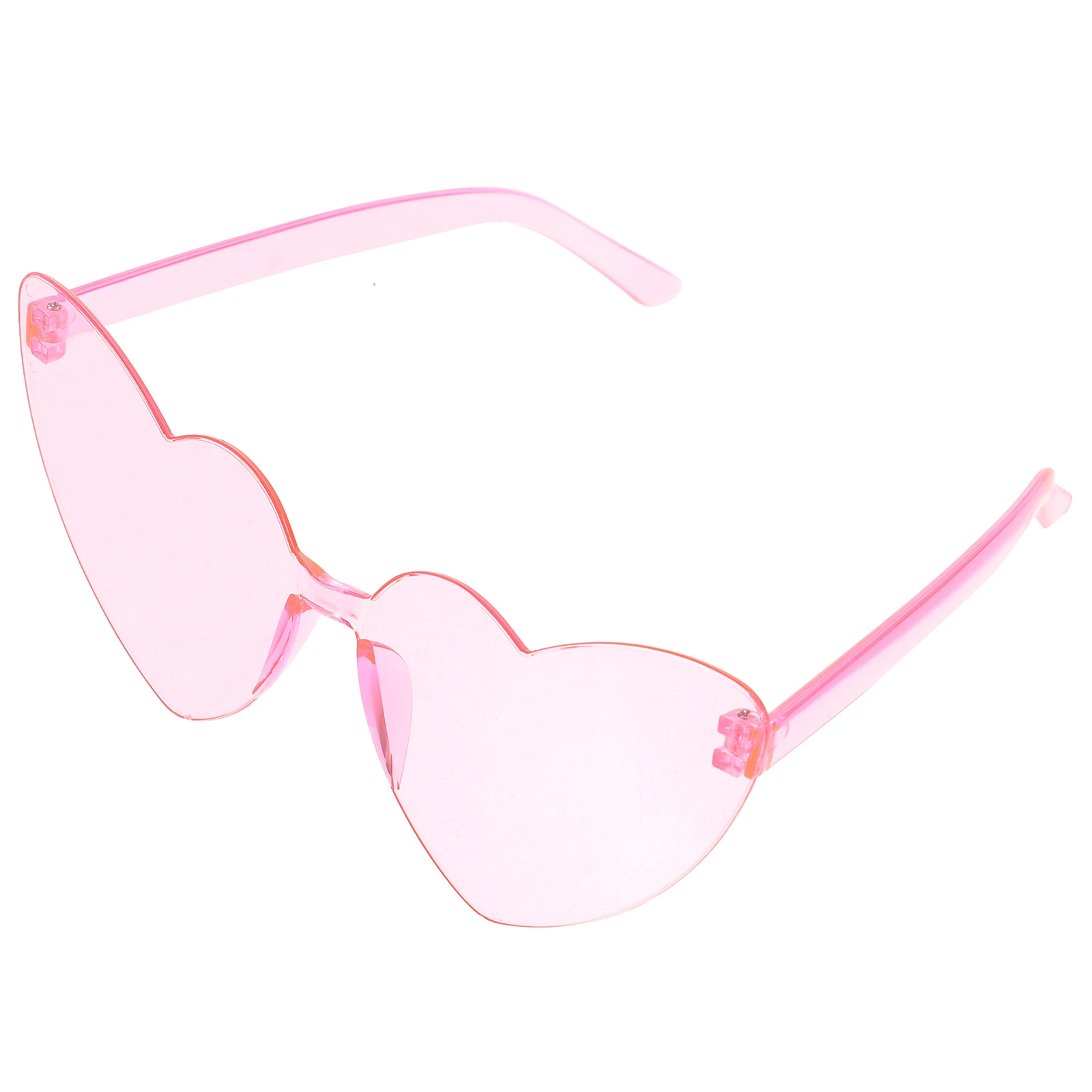 

1pc Heart Shaped Pink Trendy Sunglasses Transparent Frameless Party Glasses for Adults Props Accessories