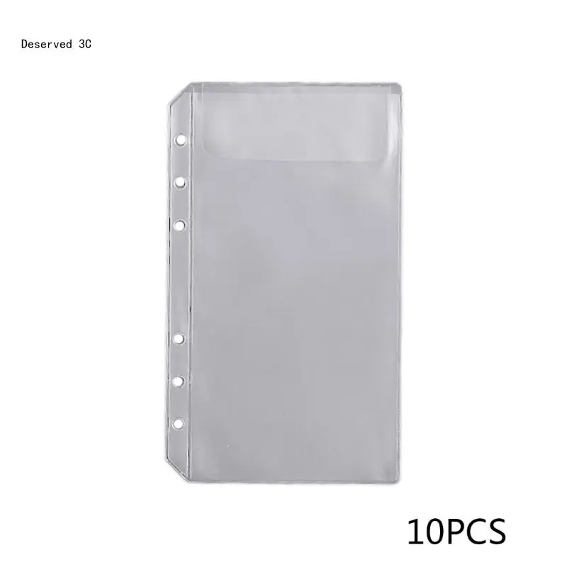 10Pcs/set Convenient Clear PVC Binder Binder Pockets Clear Zipper Folders