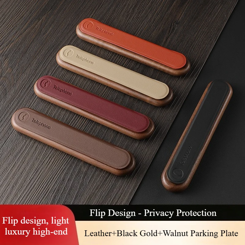 Black Walnut Wooden Temporary Parking Number Plate Car Decoration Simple Moving Card Telephone License Plate